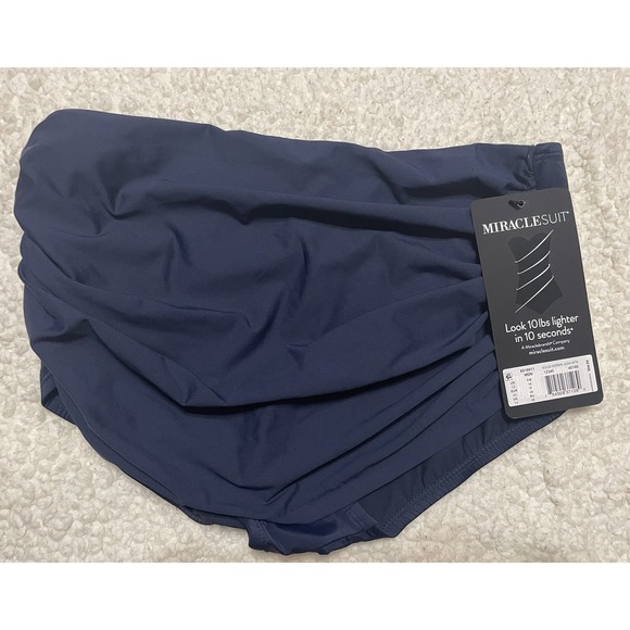 NWT Miraclesuit Bikini Bottom Womens 12 Norma Jean Retro Swim Midnight Blue - Picture 1 of 8